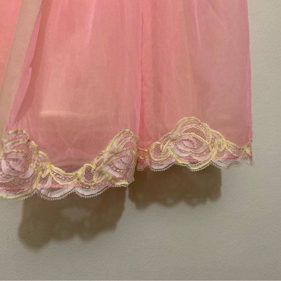 Jenelle of California Small/Med? Fly Away Robe Negligee Vintage Pink/Yellow RARE - Picture 5 of 10